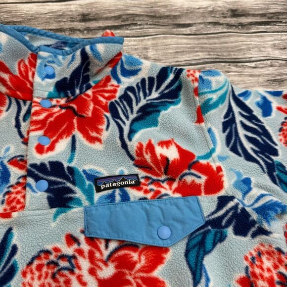 Patagonia Synchilla Snap-T Manoa Dusk Hawaiian Hibiscus Floral Fleece S SM Small - Picture 8 of 12